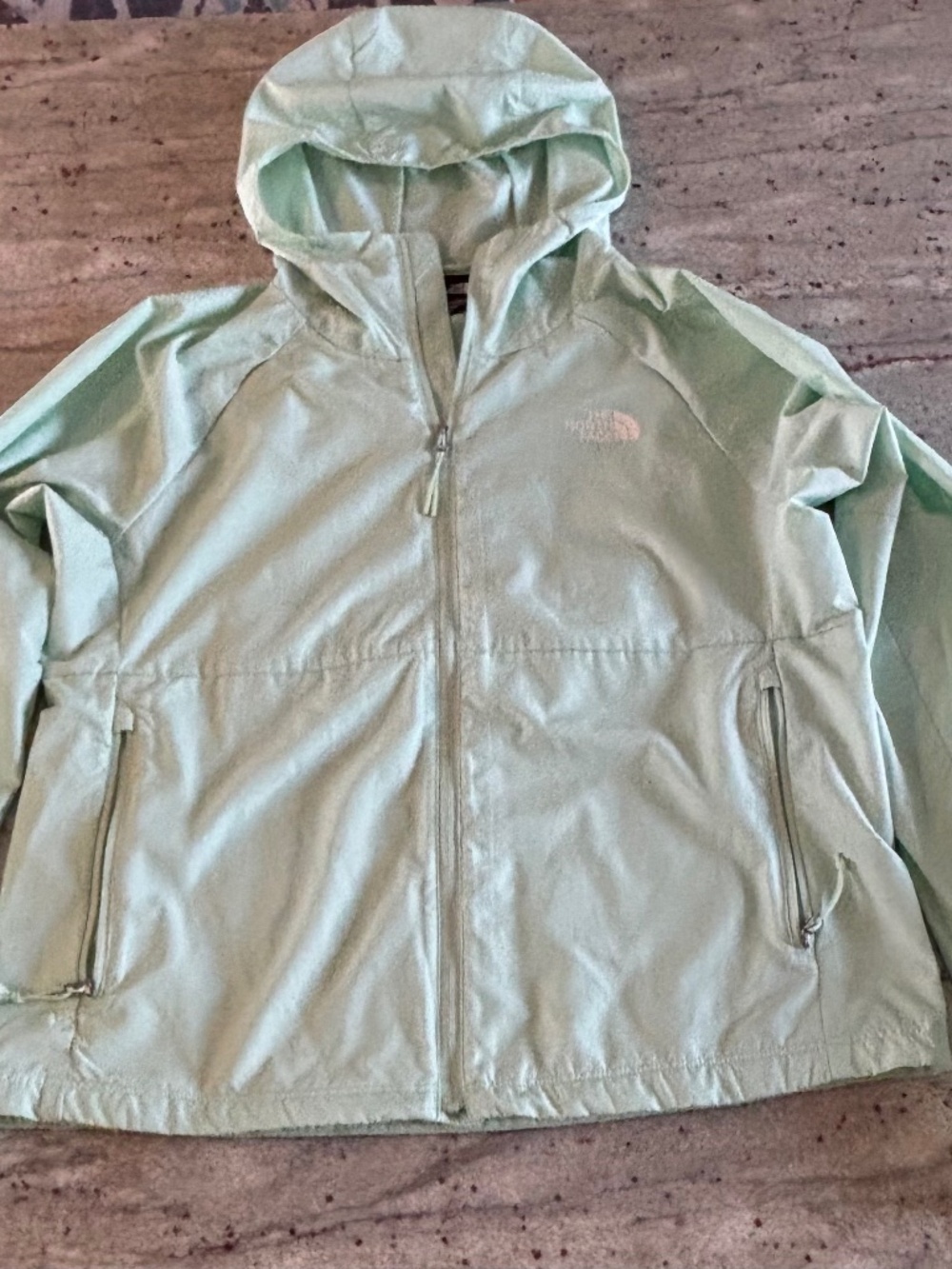 The North Face Women's Mint Green Windbreaker Rain Jacket Full Zip - Size M